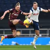 My ball: Leeds United's Luke Ayling and Tottenham Hotspur's Harry Kane battle. Pictures: PA