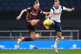 My ball: Leeds United's Luke Ayling and Tottenham Hotspur's Harry Kane battle. Pictures: PA
