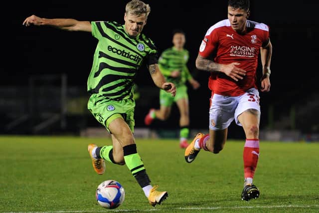 Josh March in action for Forest Green Rovers earlier this season, prior to joining Harrogate Town on loan. Picture: Getty Images