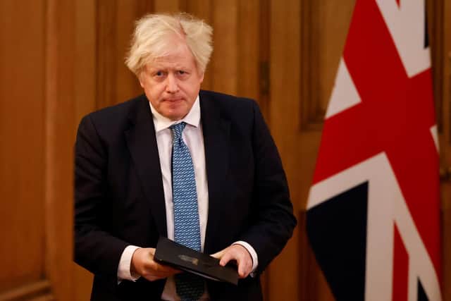 Prime Minister Boris Johnson arrives for a media briefing on coronavirus (COVID-19) in Downing Street, London. Photo: PA
