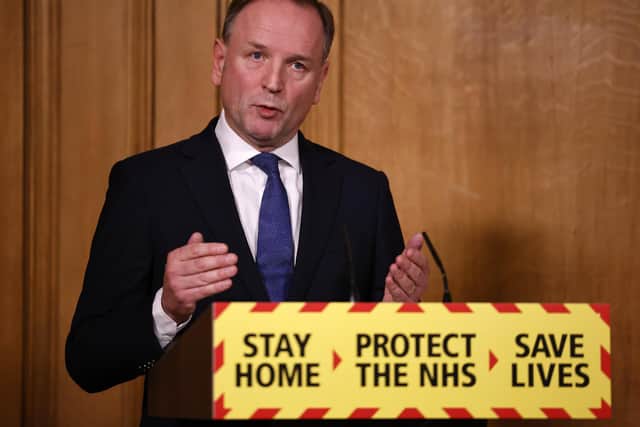 Sir Simon Stevens, Chief Executive of the National Health Service in England during a media briefing on coronavirus (COVID-19) in Downing Street, London. Photo: PA