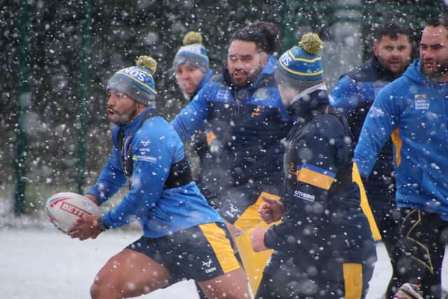 Leeds Rhinos training in the snow (Picture: Phil Daly/Leeds Rhinos)