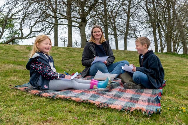 .
Jennie Palmer is schooling two young children Ivy, seven, and Charlie,nine,  alongside marketing for the families Yorkshire Rapeseed Oil business.