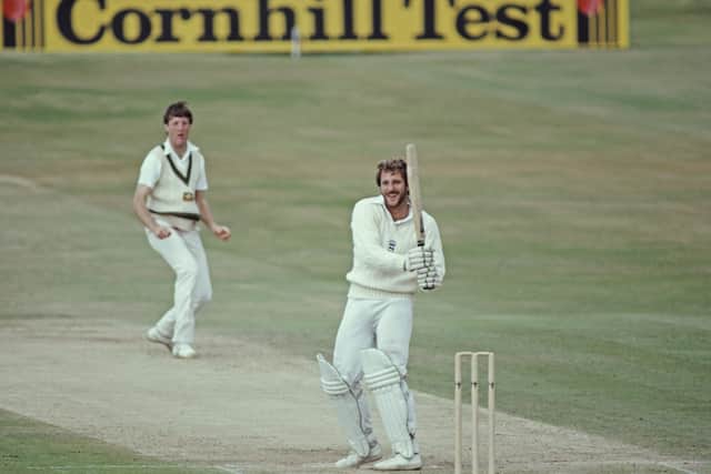 This was Ian Botham batting during the 1981 Ashes Test at Headingley when he hit a career-defining 149 not out against Australia.