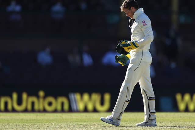 Tim Paine of Australia reacts after dropping a catch off Hanuma Vihari . (Picture: Ryan Pierse/Getty Images)