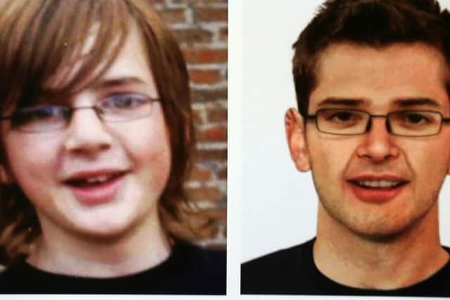 Andrew Gosden, and an artist's impression of what he might look like now