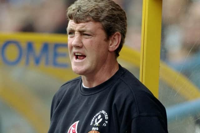 Sheffield United manager Steve Bruce, pictured in September 1998. Picture: Mike Hewitt /Allsport/Getty.