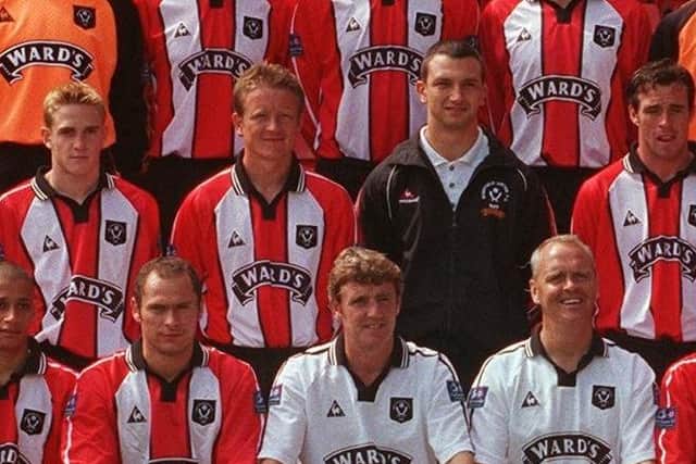 THAT WAS THEN: Chris Wilder, as part of Steve Bruce's Sheffield United squad at the start of the 1998-99 season.