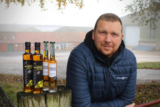 Adam Palmer was just 19 when he took over running the famr when his grandfather died. He decided to diversify into making Yorkshire Rapeseed Oil