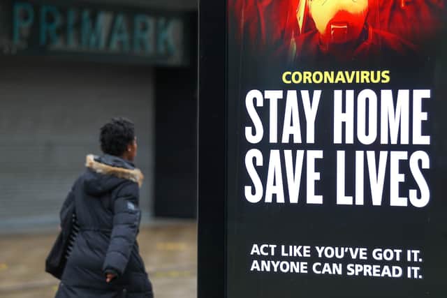 A 'Stay Home Save Lives' government sign during England's third national lockdown