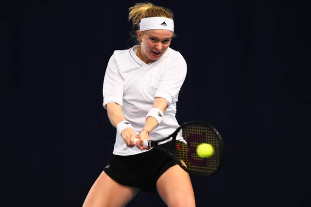 ON THE UP: Francesca Jones pictured playing against Heather Watson during Day Four of the Battle of the Brits Premier League at the National Tennis Centre. Picture:Tom Dulat/Getty Images for LTA