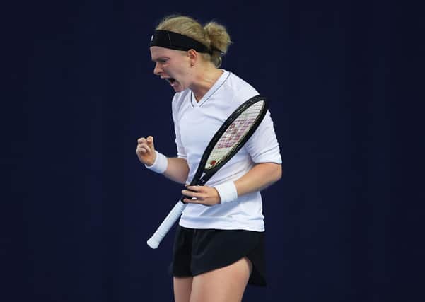 MAGIC MOMENT: Francesca Jones celebrates during the Battle of the Brits Premier League at the National Tennis Centre in December. Picture: Julian Finney/Getty Images for LTA.