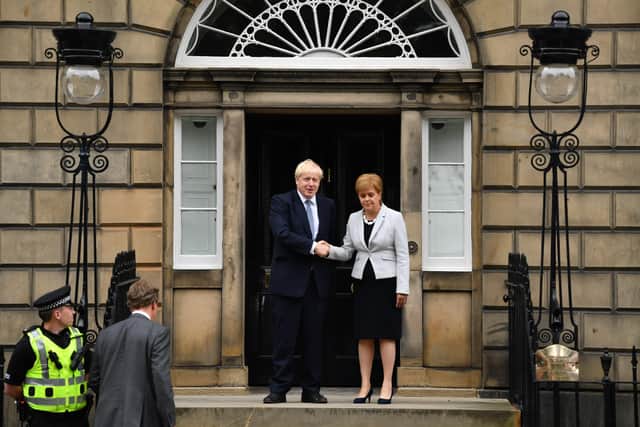 Nicola SAturgeon gave Boris Johnson a frosty reception when they met in Edinburgh in July 2019 shortly after he succeeded Theresa May as Prime Minister.