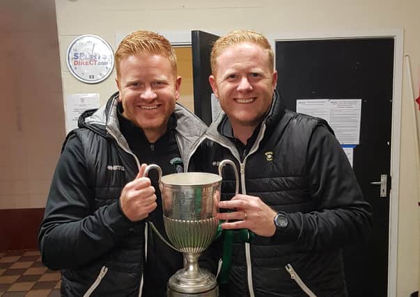 Brothers: Golcar United managerial duo Ash and Gav Connor want season to be shelved.