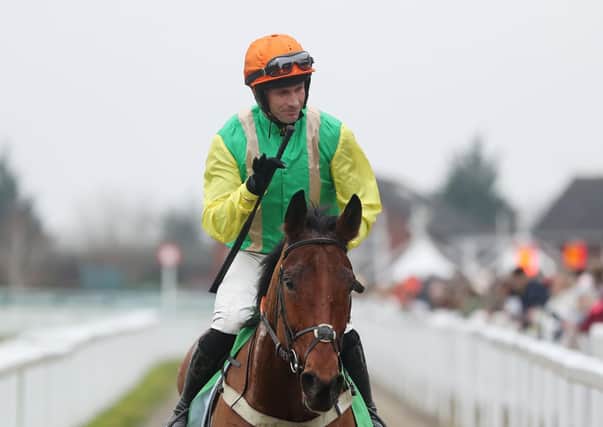 WAITING GAME: Danny Cook on Midnight Shadow after winning the Paddy Power Broken Resolutions Already Dipper Novices' Chase at Cheltenham. Picture: David Davies/PA.
