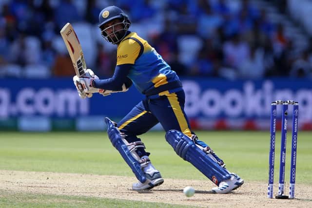 Battling back: Sri Lanka opener Lahiru Thirimanne scored 11 in his side's second innings - only his second Test century in eight years. Picture: Nigel French/PA Wire.