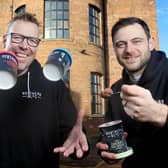 PICTURE: Co-founders and directors of Northern Bloc Dirk Mischendahl (left) and Josh Lee with tubs from the firm's vegan range.Picture:  Lorne Campbell / Guzelian