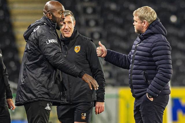 Doncaster Rovers' boss Darren Moore and Hull City's Grant McCann will both be hoping to maintain their promotion push on Tuesday night. Picture: Tony Johnson