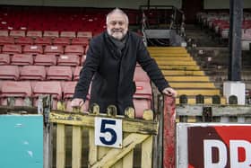 PRESERVATION: Jason Wood of Historic England in Bootham Crescent's Popular Stand, part of which will be retained after the rest of the land becomes a housing development
