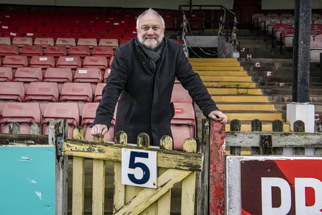 PRESERVATION: Jason Wood of Historic England in Bootham Crescent's Popular Stand, part of which will be retained after the rest of the land becomes a housing development