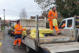 Council staff in Fishlake distributed sandbags to residents on Tuesday as the village prepared for potential flooding