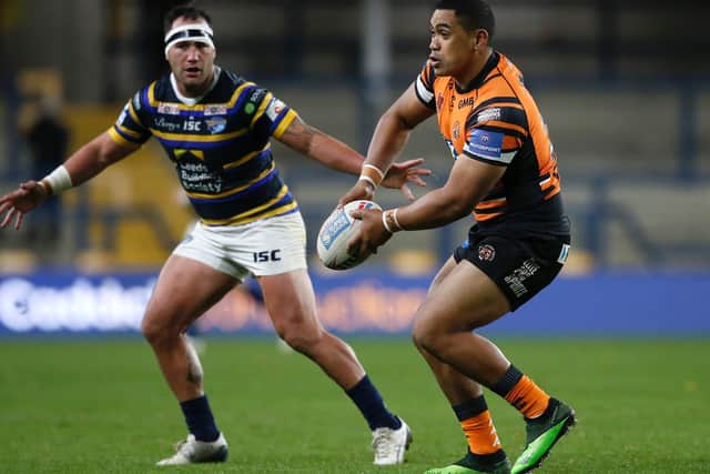 Junior Moors in action for Castleford Tigers against Leeds Rhinos in October. (Ed Sykes/SWpix.com)