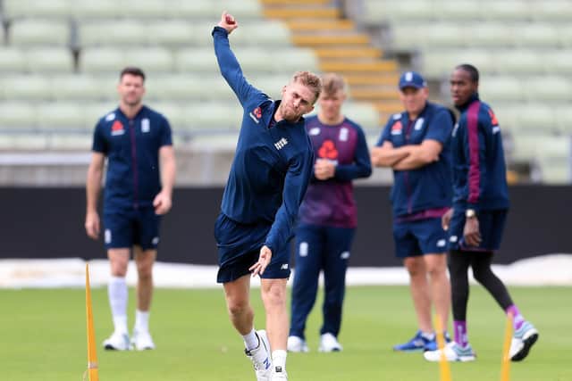 PACE MAN: England's Olly Stone during a nets session at Edgbaston in July 2019. Picture: Mike Egerton/PA
