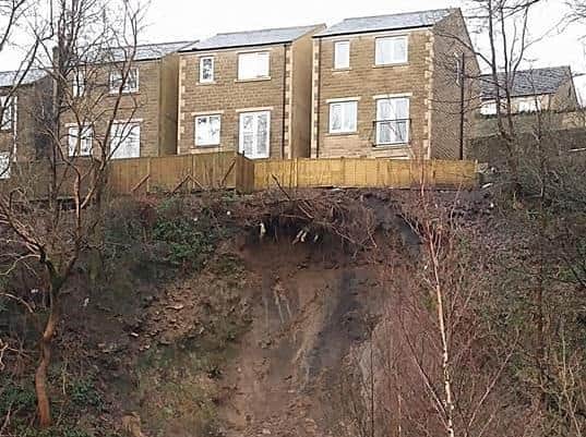 Homes on Manchester Road, Slaithwaite, were evacuated overnight amidst fears of a landslip. Picture: Fiona Hipkins