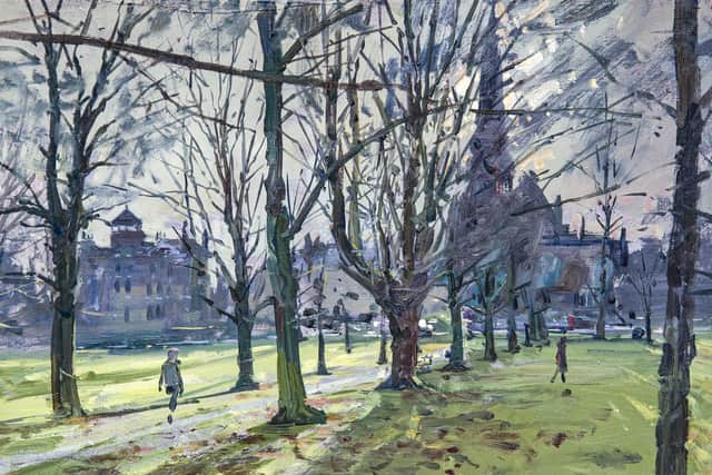 Works produced during a few days in Harrogate by Peter Brown, known as Pete the Street, a well-known Bath artist famed for his all-weather street scenes . He paints in the street on canvas regardless of weather. Picture Tony Johnson