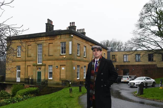 Andrew Clay in front of Woodend - formerly owned by the Sitwell family