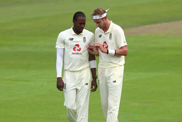 Fast bowler Jofra Archer (left), pictured with Stuart Broad, is back in the England squad for the first two Tests against India. Picture: Dan Mullan/NMC Pool/PA