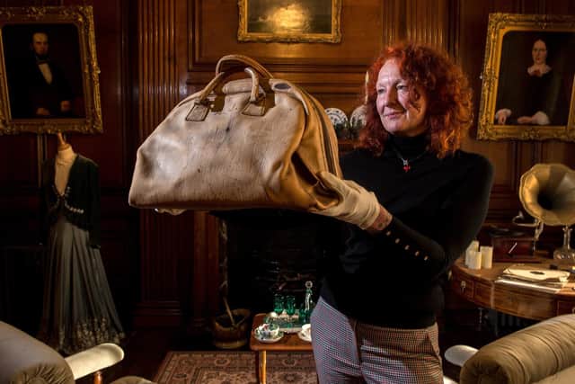 Janice Smith, of the Sewerby Hall Museum, with Amy’s flying bag. (Bruce Rollinson).