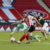 Sheffield United's Billy Sharp scores his side's second goal at Bramall Lane. Picture: Darren Staples/Sportimage