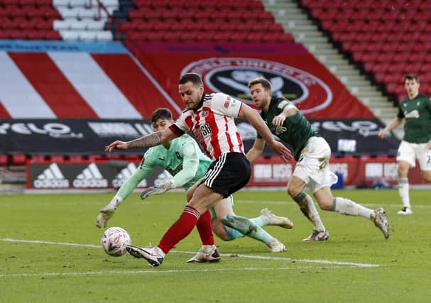 Sheffield United's Billy Sharp scores his side's second goal at Bramall Lane. Picture: Darren Staples/Sportimage