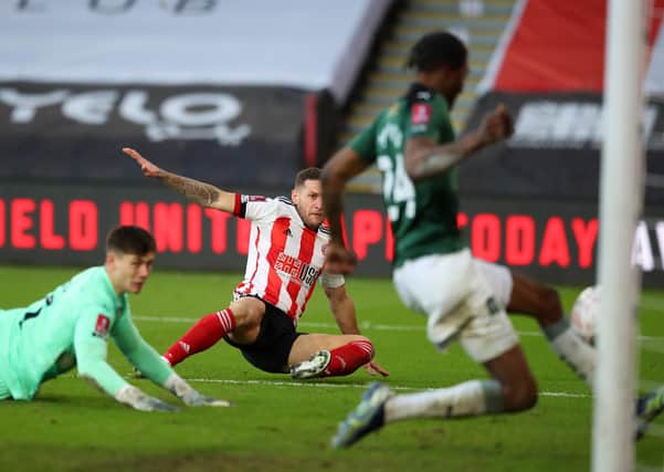 Billy Sharp of Sheffield Utd scoring his sides second goal against Plymouth (Picture: Simon Bellis/Sportimage)
