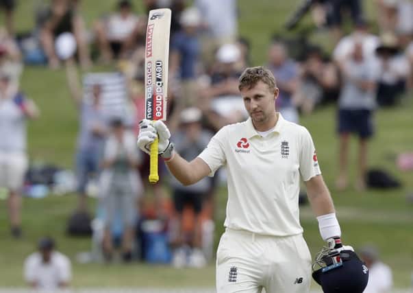 England captain Joe Root led the way for his team in the second Test in Galle, reaching his hundred by lunch on day three. Picture: AP/Mark Baker
