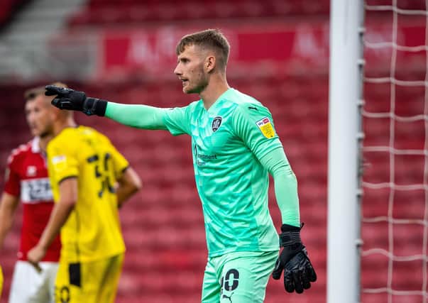 DETERMINED: Barnsley goalkeeper, Brad Collins. Picture: Bruce Rollinson