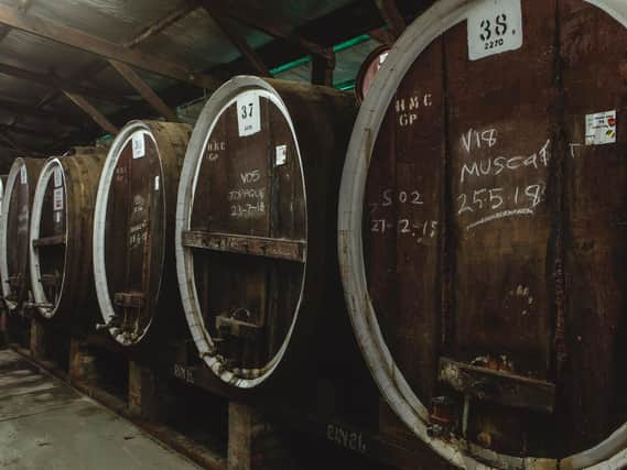 Rutherglen Muscat in barrels.  (Picture: Ewen Bell/Wine Australia).