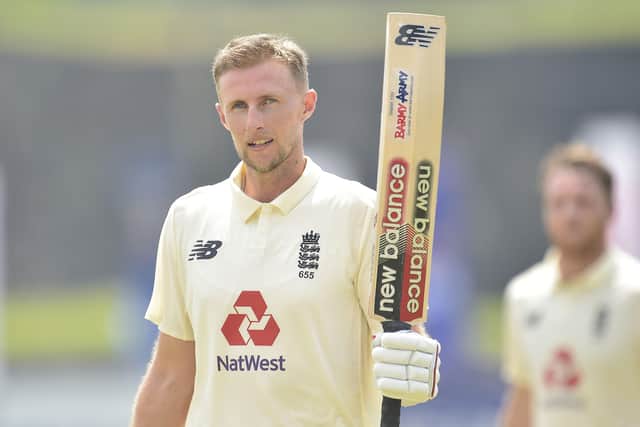 AND ANOTHER: England's Joe Root acknowledges his century against Sri Lanka in the second Test match in Galle. 
Picture courtesy of Sri Lankan Cricket (via ECB).
