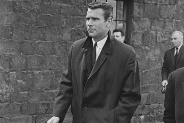 On trial: Peter Swan arrives in court for hearing about his involvement in the 'British betting scandal of 1964', which resulted in his banning from the professional game for eight years, UK, 1st October 1964. (Photo by R. Viner/Daily Express/Hulton Archive/Getty Images)
