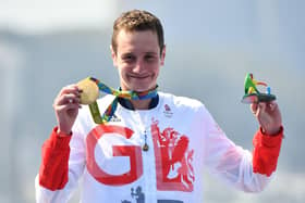 GOLDEN MOMENT: Britain's Alistair Brownlee with his gold medal after the men's triathlon at the Rio 2016 Olympic Games. Picture: Leon Neal/Getty Images.