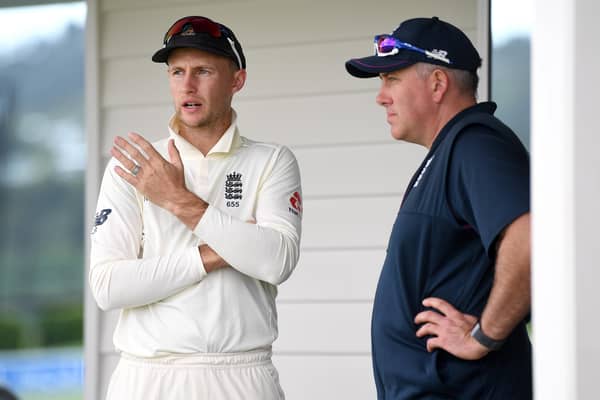PLANNING AHEAD: England head coach Chris Silverwood, with Test captain Joe Root. Picture: Gareth Copley/Getty Images