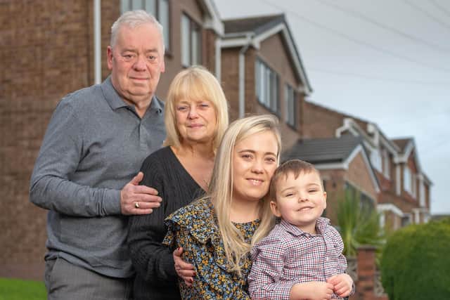 Danielle pictured with her son Oscar, her mum Sue and dad Paul at their home in Sheffield.

Photograph by Richard Walker/ImageNorth