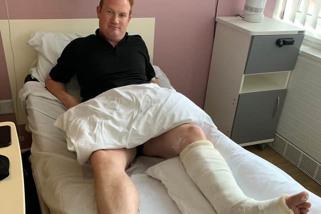 North Yorkshire Police Traffic Constable David Minto was unable to work for six months after a man attacked him on duty, leaving him with fractures and extensive ligament damage to his lower leg.