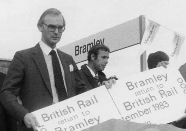 Bill Cottham at the opening of Bramley Station in 1983