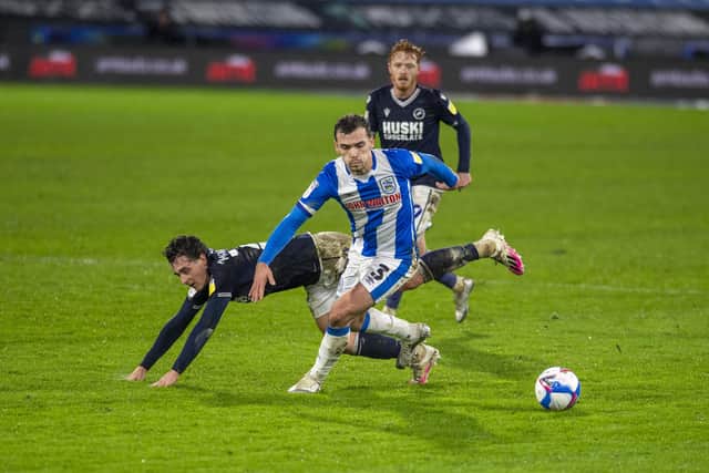 Huddersfield Town and Harry Toffolo and in a spin. (Picture: Tony Johnson)