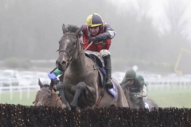 Jack Tudor and Potters Corner clear the last in the 2019 Welsh Grand National at Chepstow.