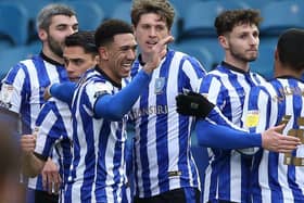 Sheffield Wednesday's Liam Palmer (third left) celebrates with team-mates after his winning goal. Picture: PA