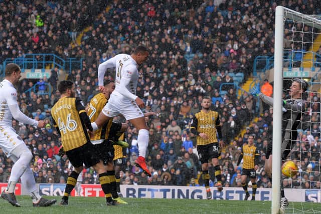 Jay-Roy Grot, seen scoring against Sheffield Wednesday at Elland Road in March 2018 has left the club for German outit VfL Osnabruck Picture: Bruce Rollinson.