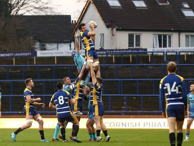 AIMING HIGH: Jake Brady catches the ball from a line out during the Championship clash between Yorkshire Carnegie and Doncaster Knights at Headingley back in December 2019. Picture: Lewis Storey/Getty Images